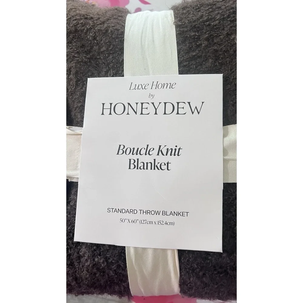 Luxe Home By Honeydew Boucle Knit Throw Fringe Blanket Chocolate 50